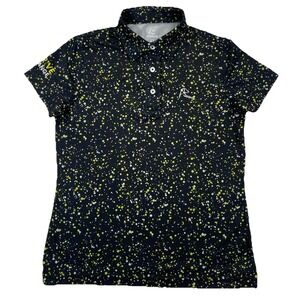 Rhoback Women's XS Performance Golf Polo The Bootleg Splatter Black (Corp Logo)